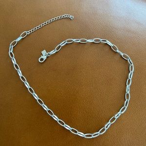 Silver paper clip chain necklace
